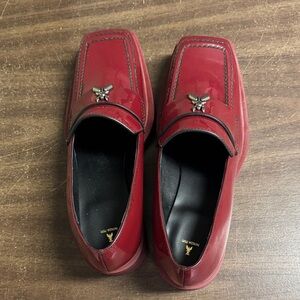 Patriciaza Pepe Red Leather Slip-On Loafers